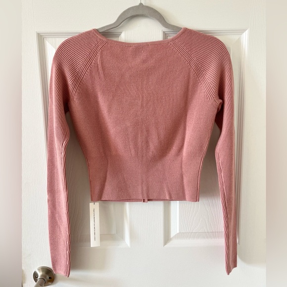 Reformation Blush Pink Ribbed Button-Up Cardigan - Picture 3 of 5